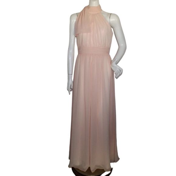IEENA/MAC DUGGAL Gown, 6, Pastel Pink, FLAW, Sleeveless Maxi, Bow, Gathered - Picture 1 of 15